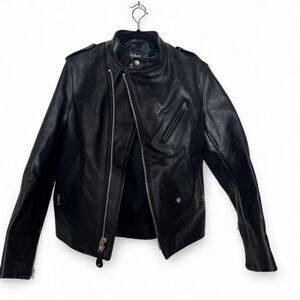 Schott NYC Black Leather Bomber Jacket
